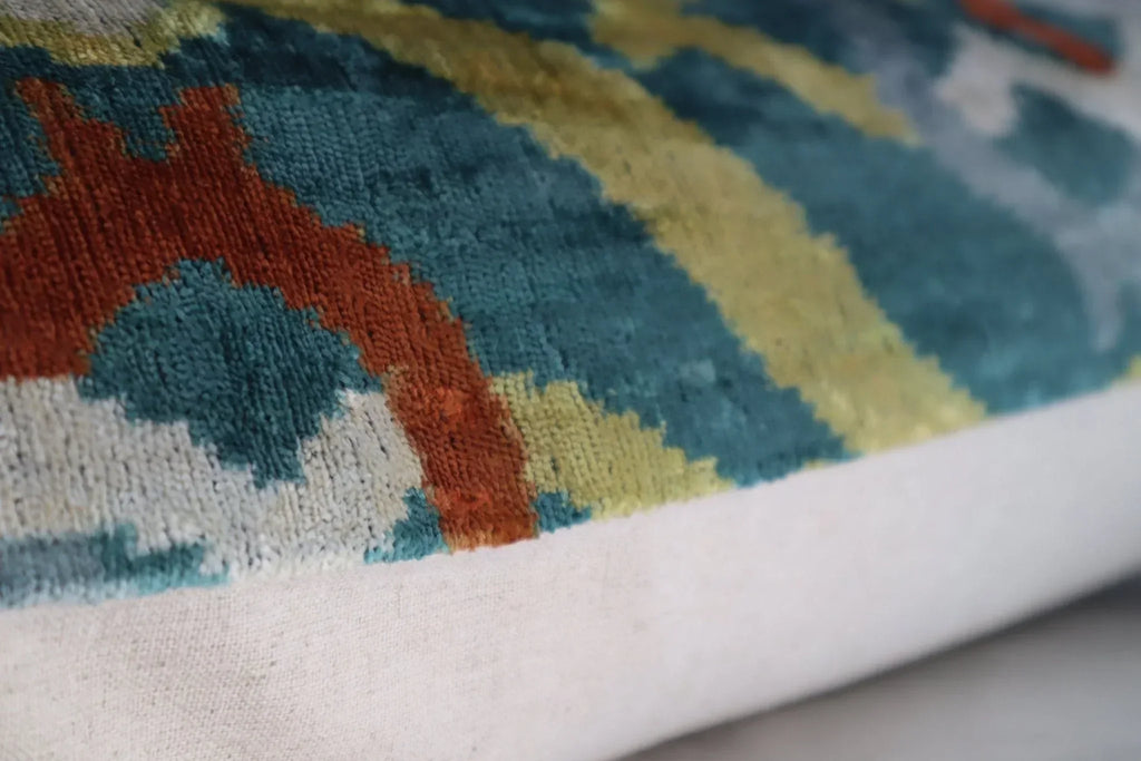 Canvello Green Gold Handmade 16x24 Silk Velvet Pillow, Organic Veg Dyed, Down/Feather Filled Canvello
