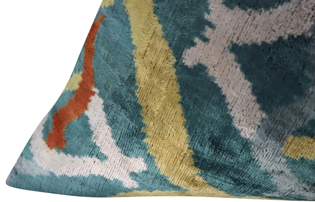 Canvello Green Gold Handmade 16x24 Silk Velvet Pillow, Organic Veg Dyed, Down/Feather Filled Canvello