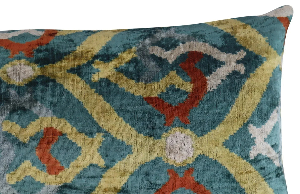 Canvello Green Gold Handmade 16x24 Silk Velvet Pillow, Organic Veg Dyed, Down/Feather Filled Canvello