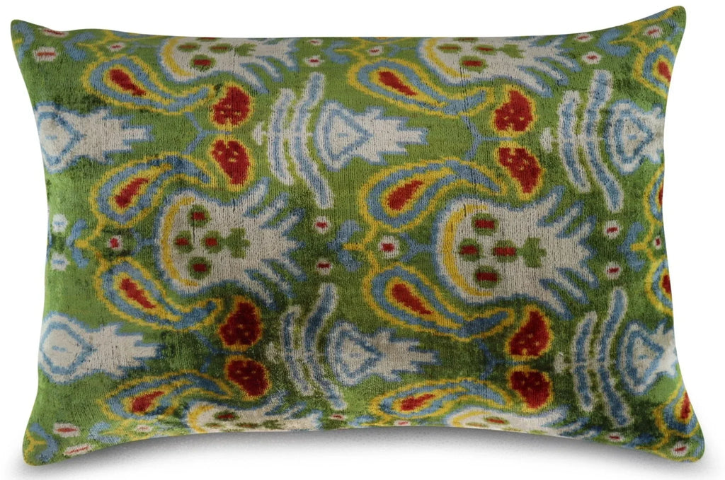 Canvello Green Handmade 16x24 Silk Velvet Pillow, Organic Veg Dyed, Down/Feather Filled Canvello
