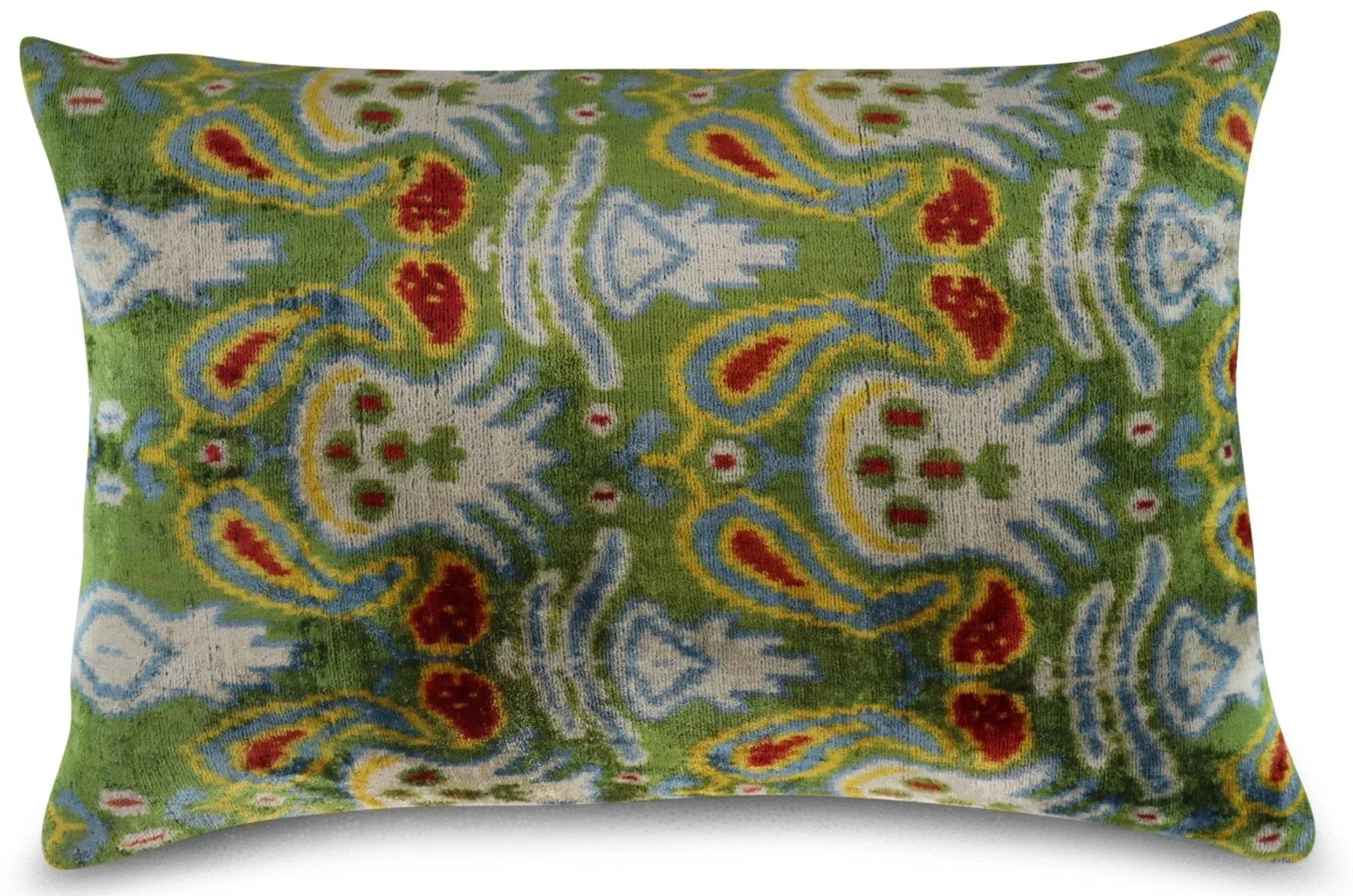 Canvello Green Handmade 16x24 Silk Velvet Pillow, Organic Veg Dyed, Down/Feather Filled Canvello