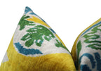 Canvello Green Yellow Blue Handmade 16x24 Silk Velvet Pillow, Organic Veg Dyed, Down/feather Filled,... - House Of Avana