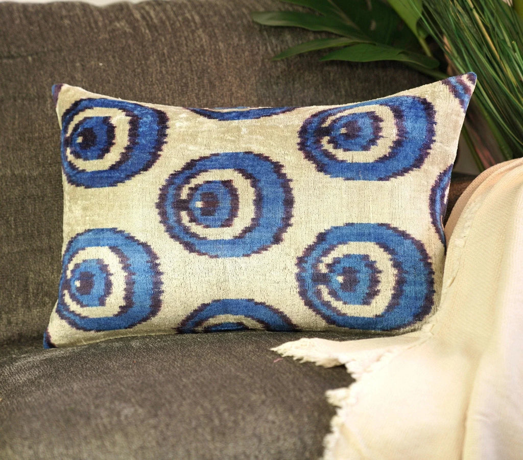 Canvello Habdmade Velvet Blue Throw Pillow + Down Insert - 16x24 Canvello