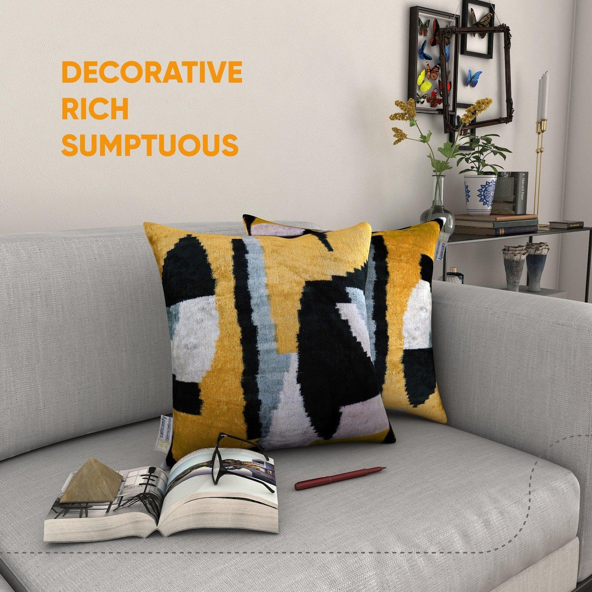 Canvello Handmade Black And Yellow Pillows - 18x18 | Set of 2 | Canvello