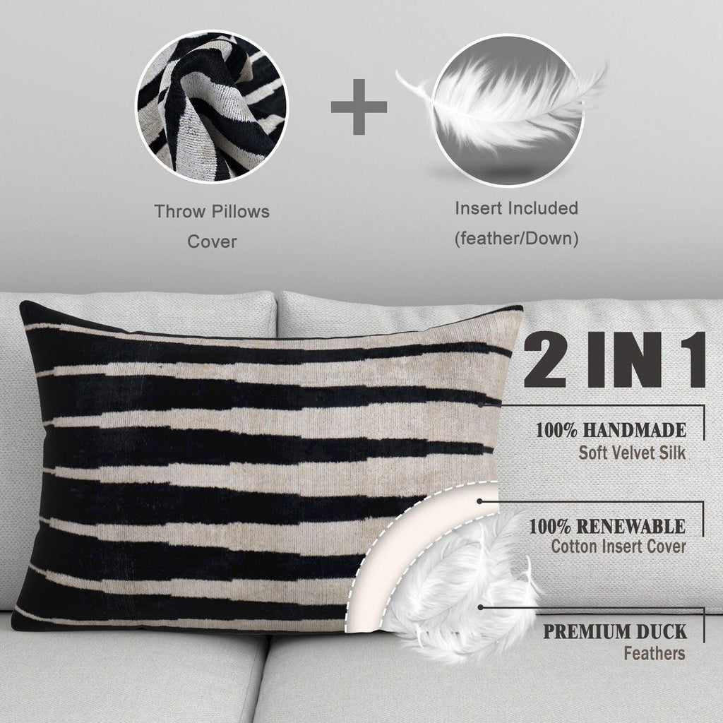 Canvello Handmade Black White Decorative Pillow and Insert | 16x24 in Canvello