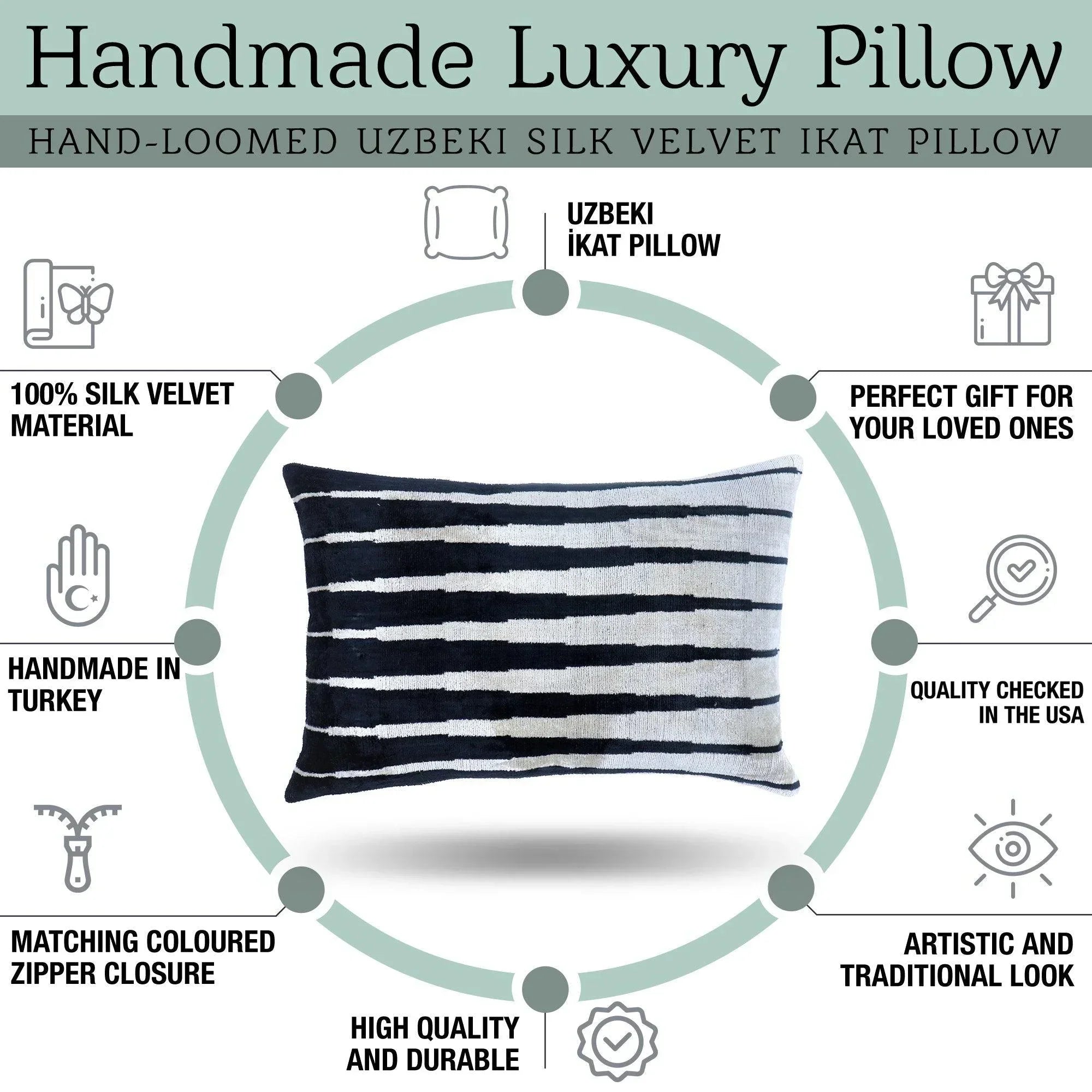Canvello Handmade Black White Decorative Pillow and Insert | 16x24 in Canvello