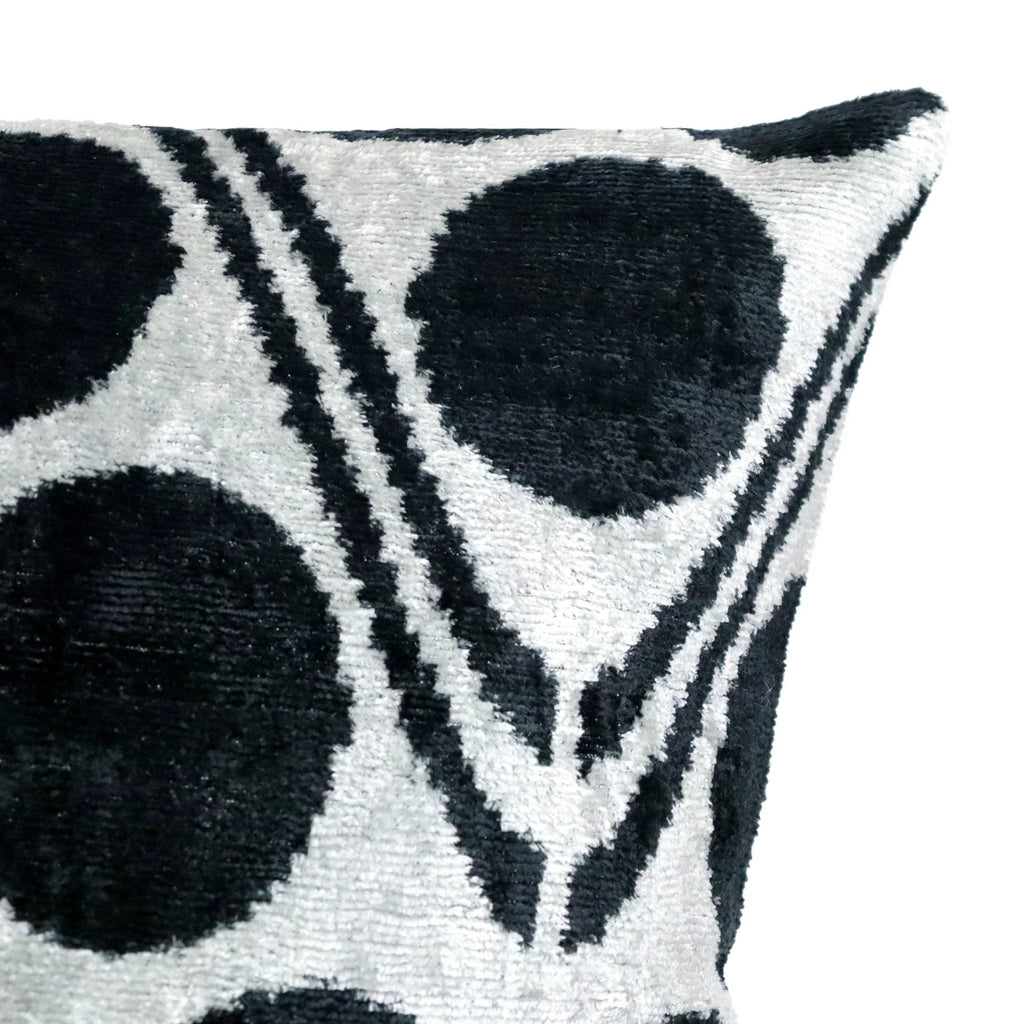 Canvello Handmade Black & White Velvet Throw Pillows - 20x20, side view - House Of Avana