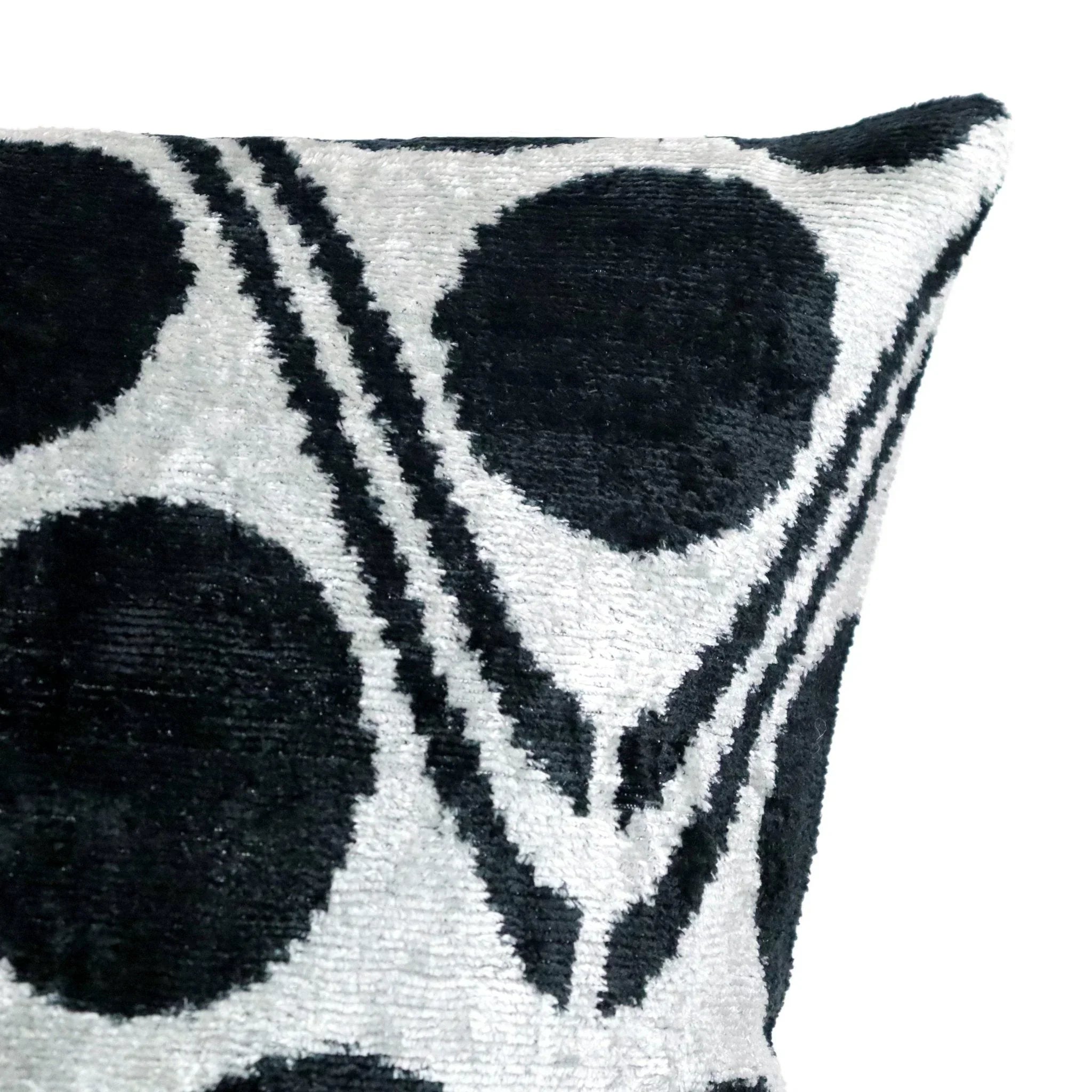 Canvello Handmade Black & White Velvet Throw Pillows - 20x20, side view - House Of Avana