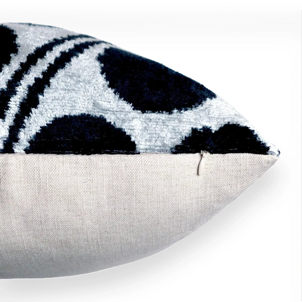 Canvello Handmade Black & White Velvet Throw Pillows - 20x20, detail shot - House Of Avana