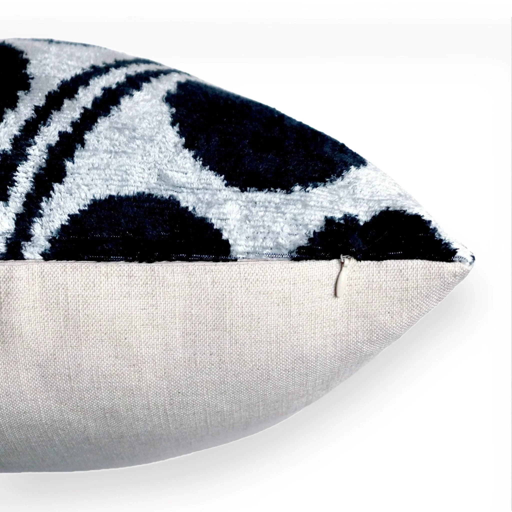 Canvello Handmade Black & White Velvet Throw Pillows - 20x20, detail shot - House Of Avana