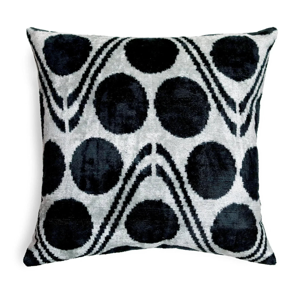 Canvello Handmade Black & White Velvet Throw Pillows - 20x20, front view - House Of Avana