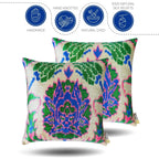 Canvello Handmade Blue And Green Pillow - 18x18 |Pack of 2| Canvello