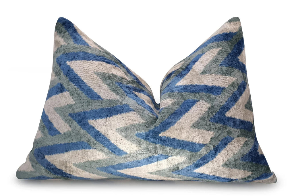 Canvello Handmade Blue Gray Silver Chevron Throw Pillows - 24x16 Canvello