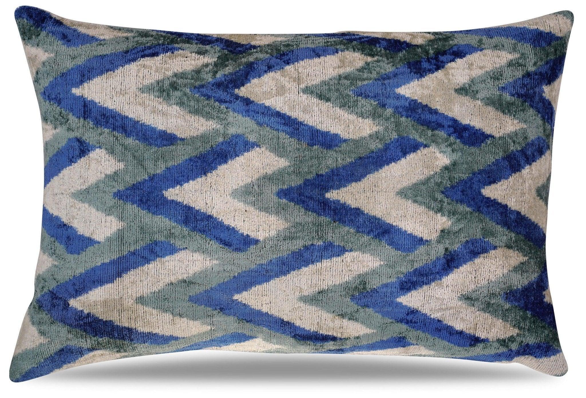 Canvello Handmade Blue Gray Silver Chevron Throw Pillows - 24x16 Canvello