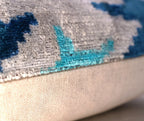 Canvello Handmade Blue Silver Start Print Throw Pillows - 16x16 Inch, angled view - House Of Avana
