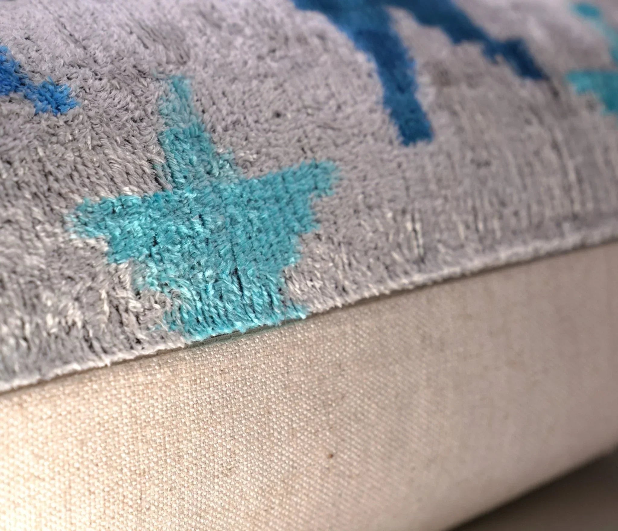 Canvello Handmade Blue Silver Start Print Throw Pillows - 24x16 Canvello