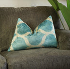 Canvello Handmade Blue Velvet Lumbar Pillow For Sofa - 16x24 in Canvello