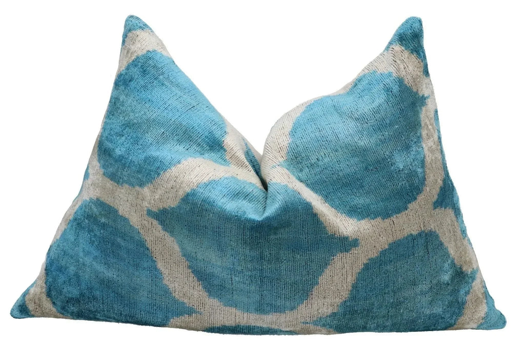 Canvello Handmade Blue Velvet Lumbar Pillow For Sofa - 16x24 in Canvello