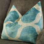 Canvello Handmade Blue Velvet Lumbar Pillow For Sofa - 16x24 in Canvello