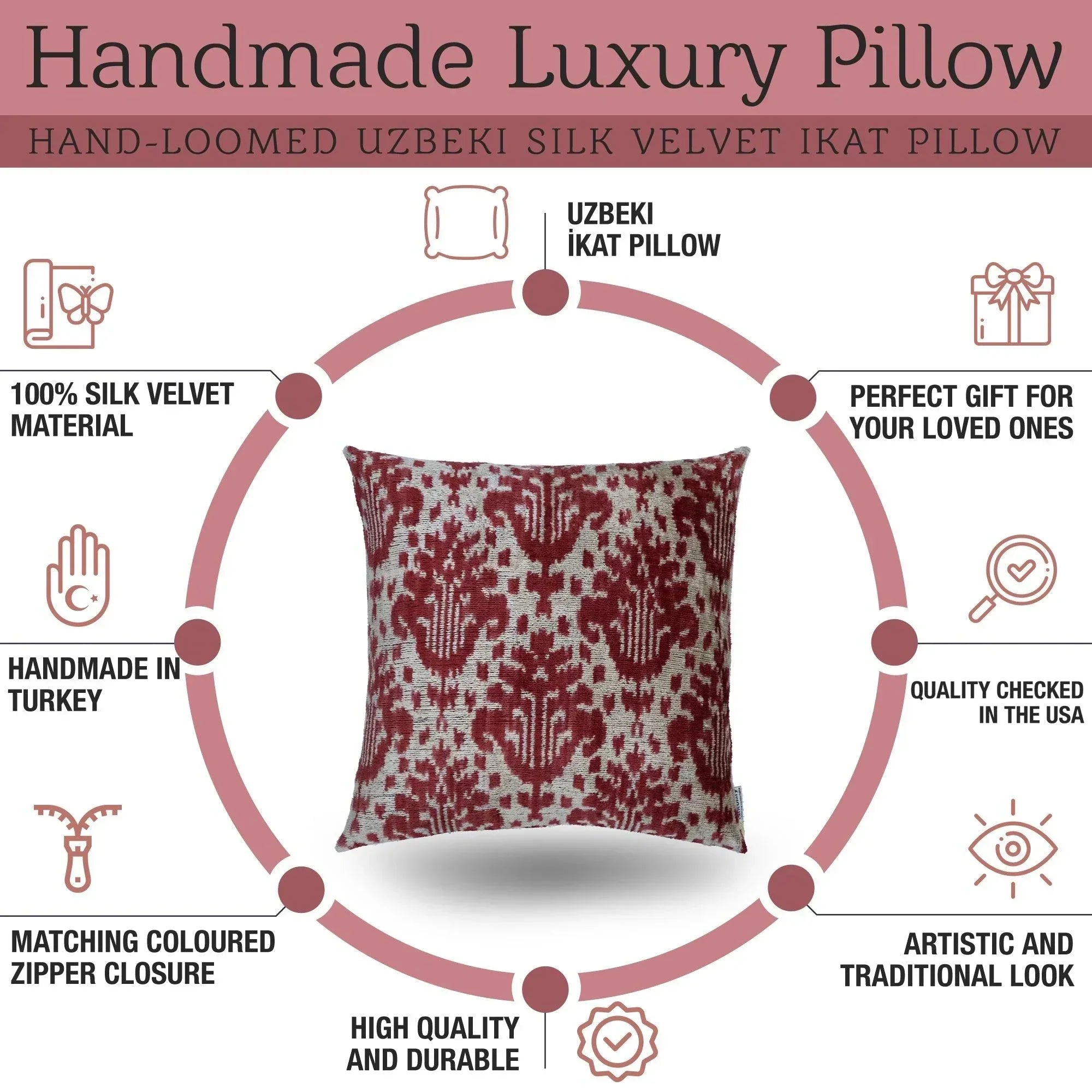 Canvello Handmade Brown Floral Throw Pillows | 18 x 18 in (45 x 45 cm) Canvello
