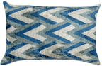 Canvello Handmade Chevron Velvet Throw Pillow in Blue and Grey - Ideal for Modern and Coastal Decor -... - House Of Avana