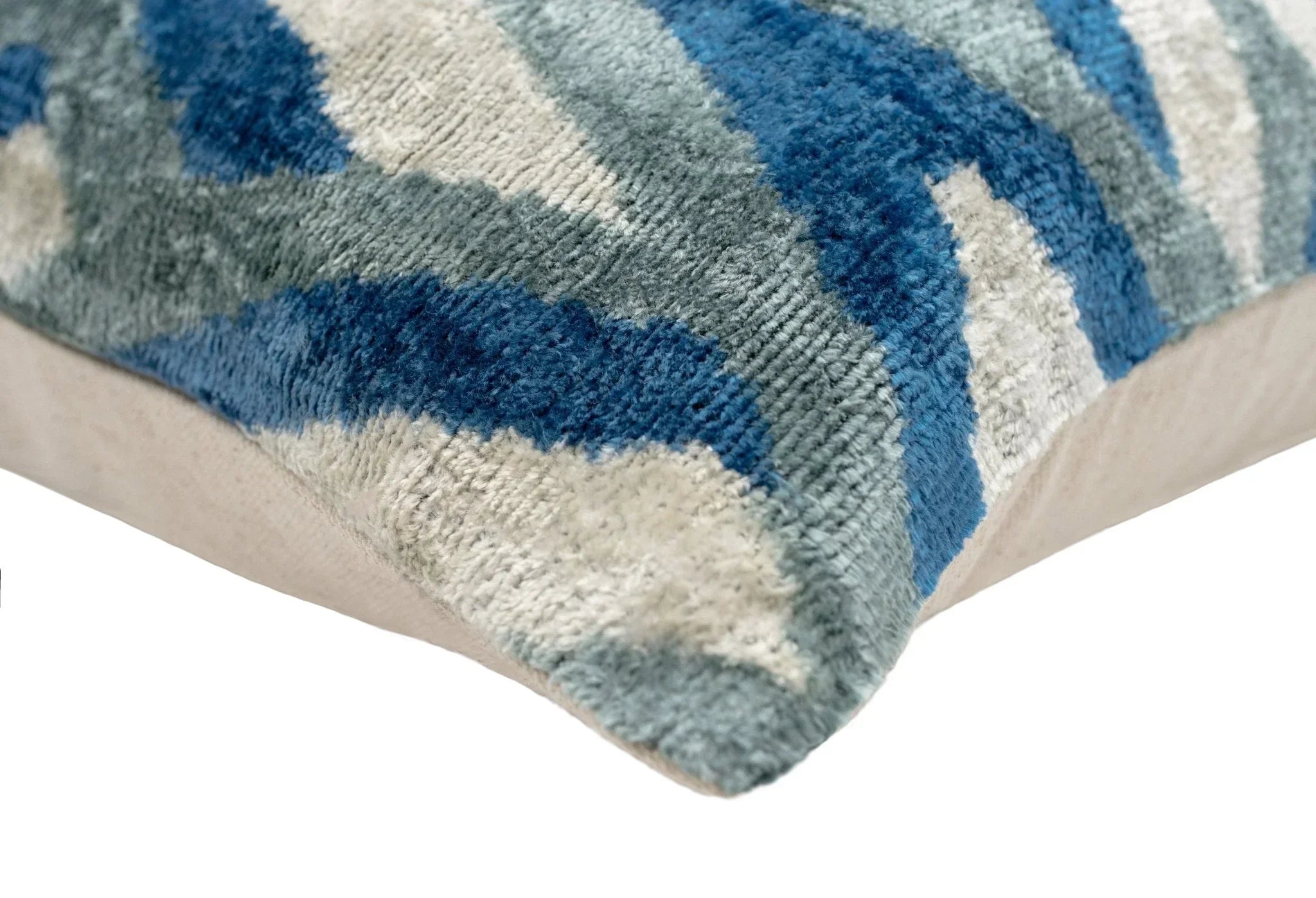 Canvello Handmade Chevron Velvet Throw Pillow in Blue and Grey - Ideal for Modern and Coastal Decor -... - House Of Avana
