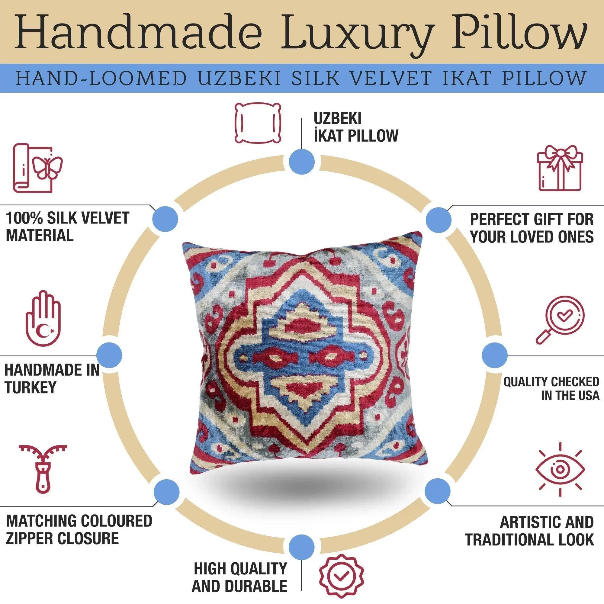 Canvello Handmade Colorful Pillows For Couch | 20 x 20 in (50 x 50 cm) Canvello
