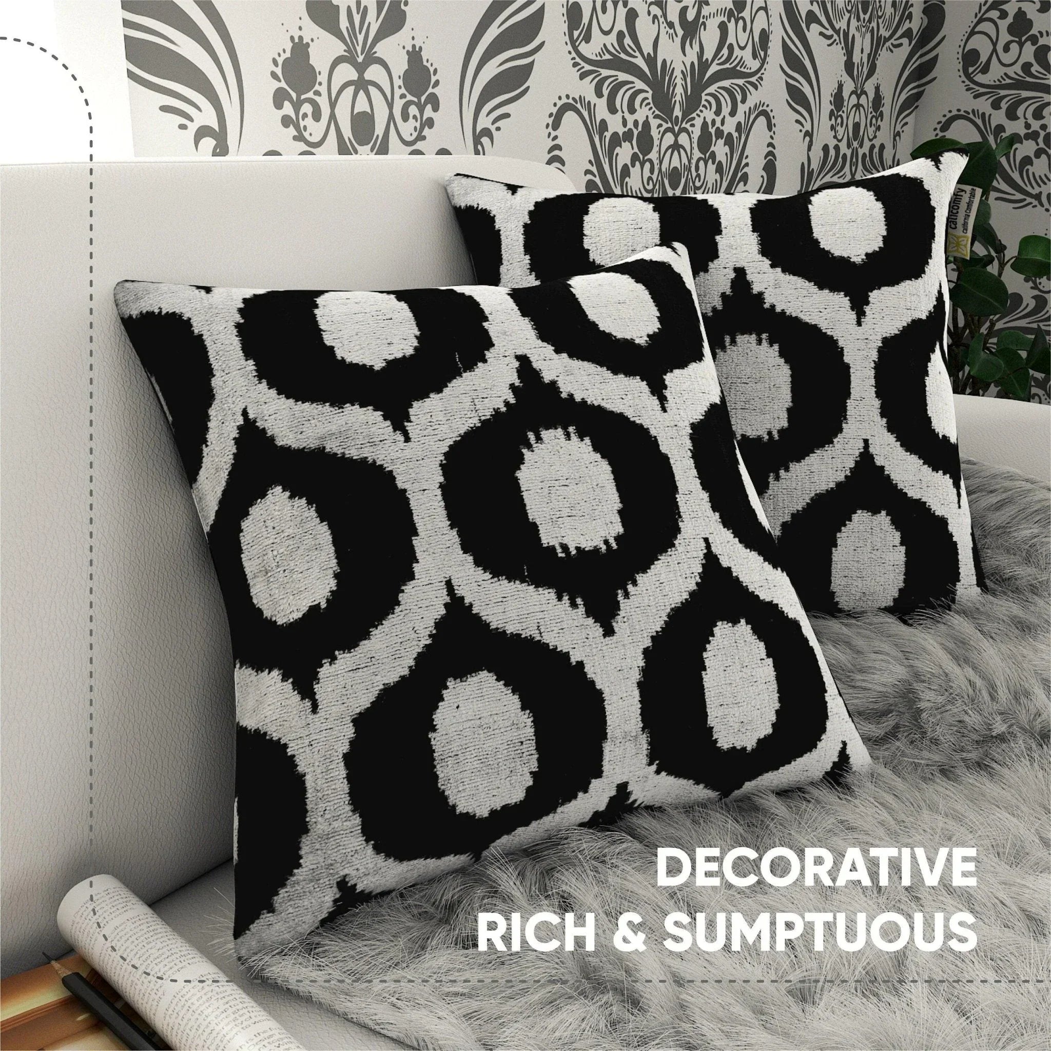 Canvello Handmade Decorative Black and White Pillows - 18x18 in Canvello