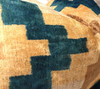 Canvello Handmade Earhtone Geometric Silk Velvet Ikat pillow - 16"X24" Canvello