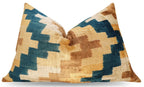 Canvello Handmade Earhtone Geometric Silk Velvet Ikat pillow - 16"X24" Canvello