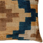 Canvello Handmade Earhtone Geometric Silk Velvet Ikat pillow - 16"X24" Canvello