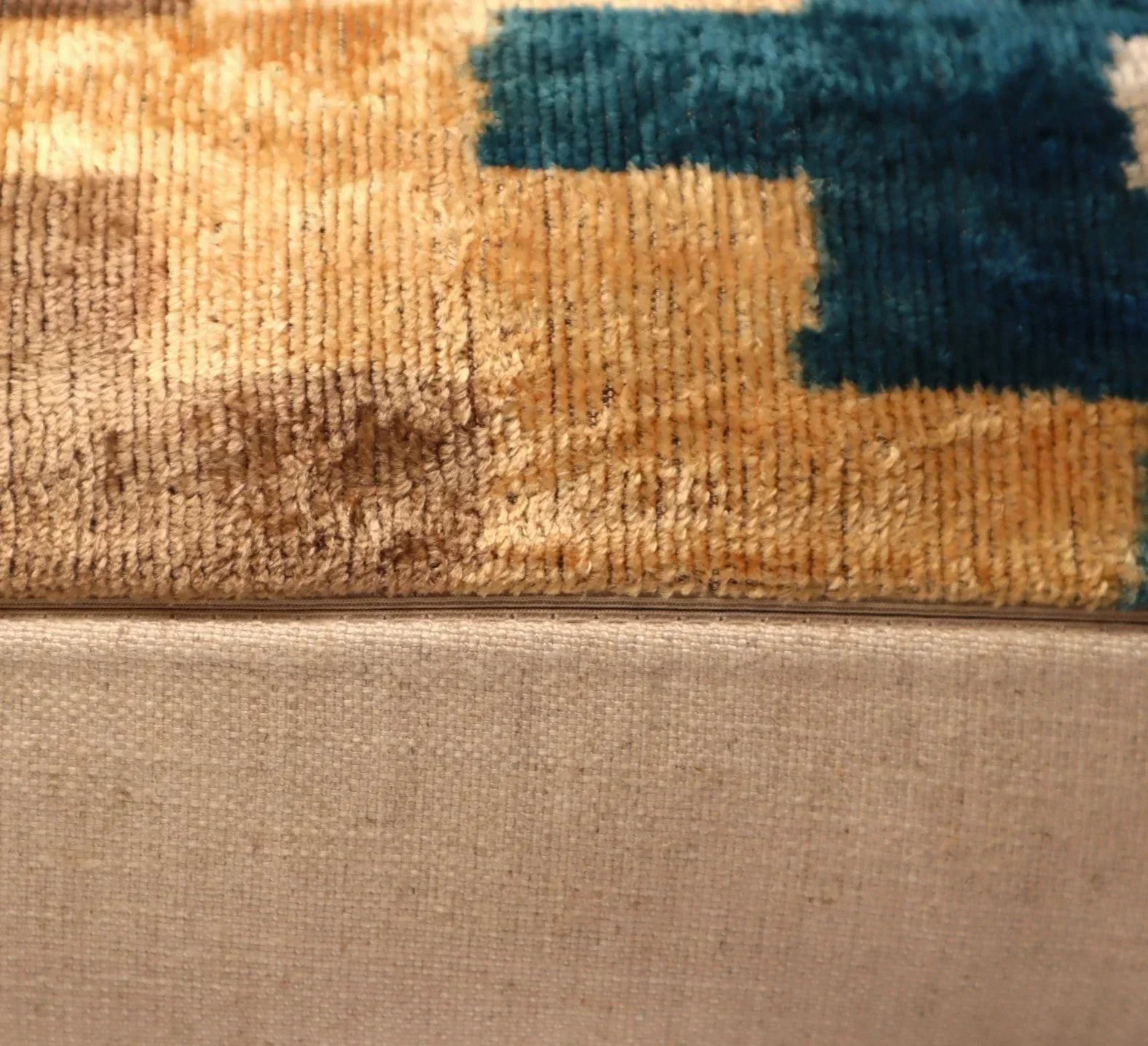 Canvello Handmade Earhtone Geometric Silk Velvet Ikat pillow - 16"X24" Canvello