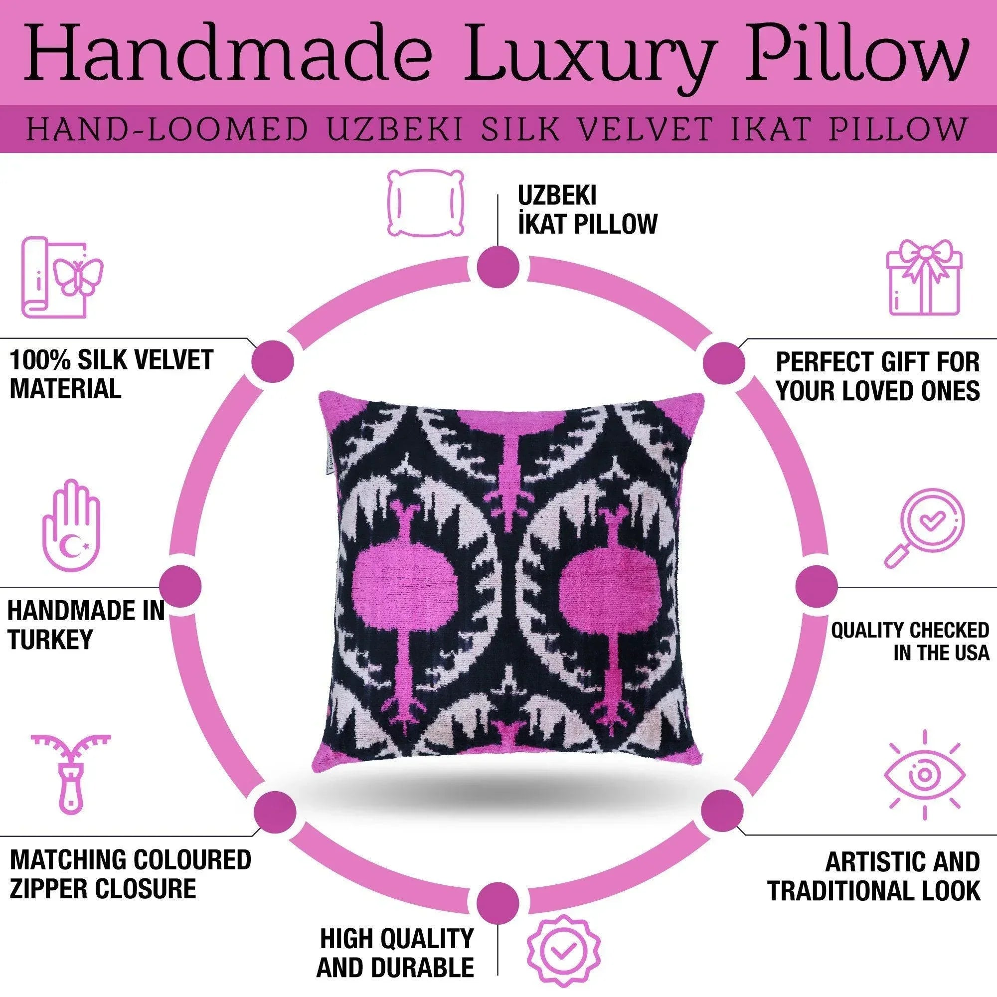 Canvello Handmade Floral Pink Throw Pillows - 16x16 inch Canvello