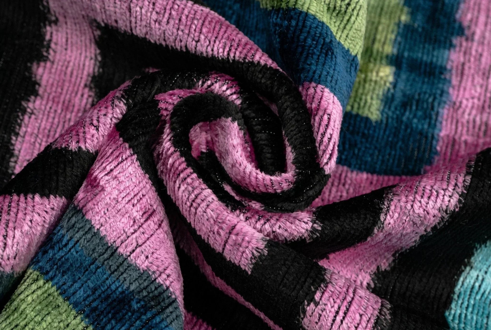 Canvello Handmade Geometric Velvet Throw Pillow with Vibrant Pink Blue Green - Perfect for Modern... - House Of Avana