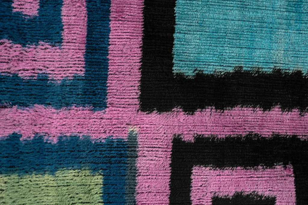 Canvello Handmade Geometric Velvet Throw Pillow with Vibrant Pink Blue Green - Perfect for Modern... - House Of Avana