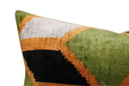 Canvello Handmade Gold Army Green Throw Pillows - 16x24 in, angled view - House Of Avana