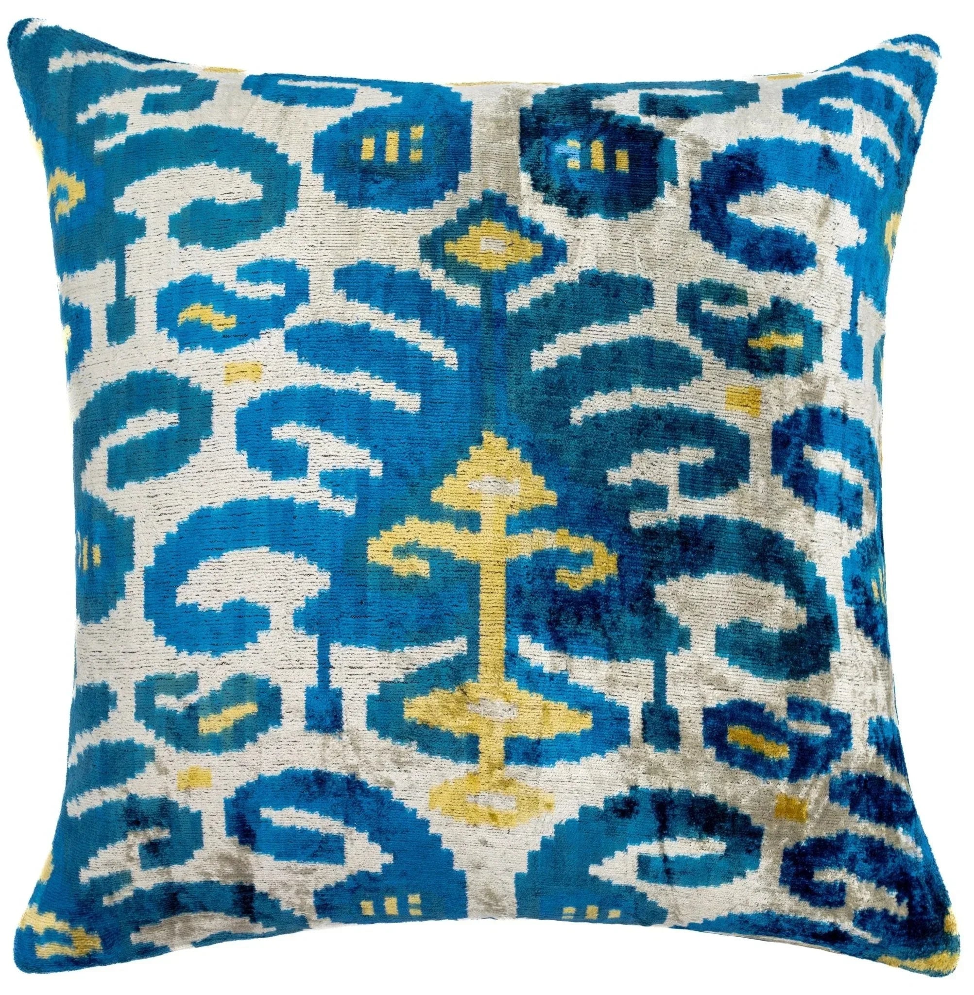 Canvello Handmade Gold Blue Decorative Pillow with Down Insert -  20"X20" Canvello