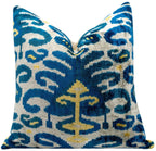 Canvello Handmade Gold Blue Decorative Pillow with Down Insert -  20"X20" Canvello