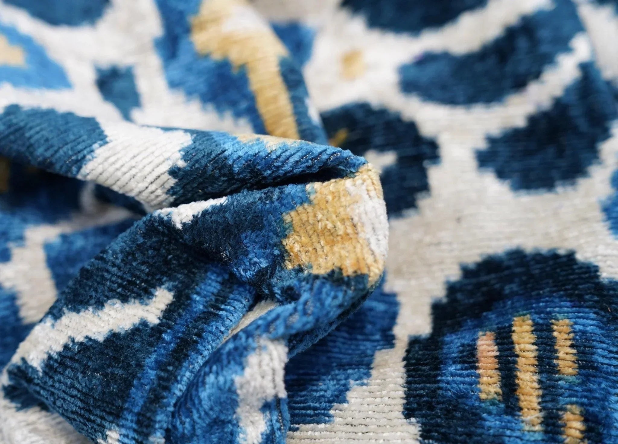 Canvello Handmade Gold Blue Velvet Throw Pillows | 16 x 24 in (40 x 60 cm) Canvello