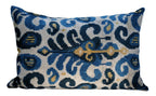 Canvello Handmade Gold Blue Velvet Throw Pillows | 16 x 24 in (40 x 60 cm) Canvello