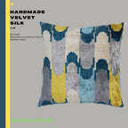 Canvello Handmade Grau Blue Yello Velvet Throw Pillows - 20x20 Canvello