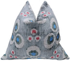 Canvello Handmade Gray Blue Velvet Throw Pillow - 18x18, back view - House Of Avana