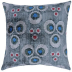 Canvello Handmade Gray Blue Velvet Throw Pillow - 18x18, front view - House Of Avana