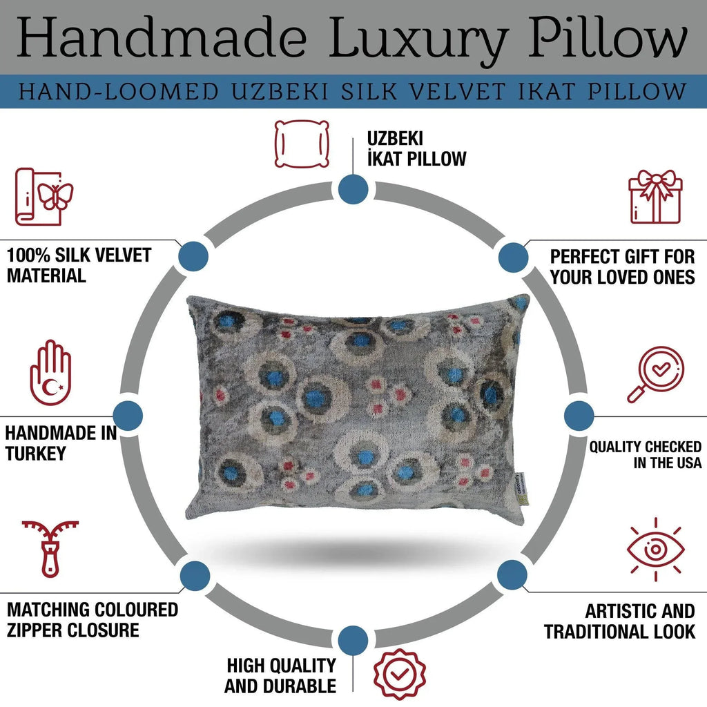 Canvello Handmade Gray Blue Velvet Throw Pillows - 16X24 in Canvello