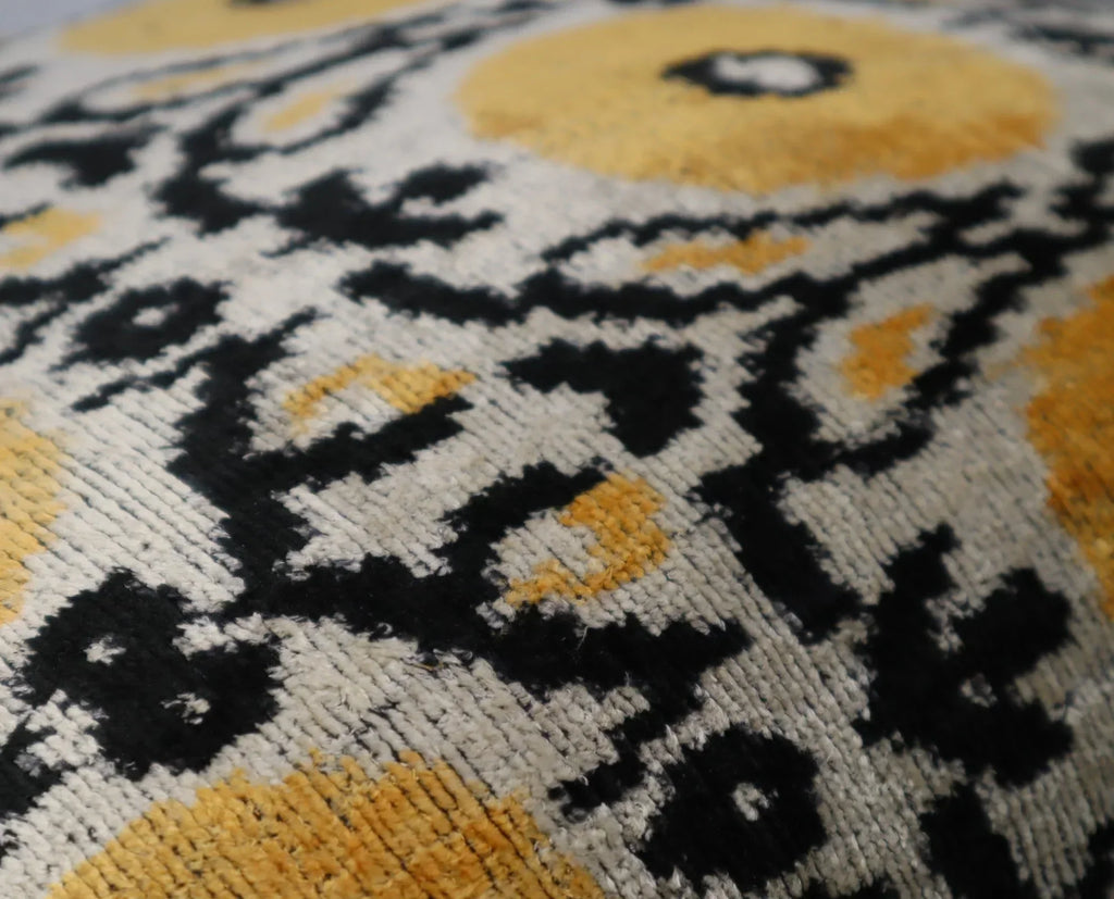 Canvello Handmade Gray Ivory Yellow Velvet Throw Pillows - 20x20, back view - House Of Avana