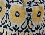 Canvello Handmade Gray Ivory Yellow Velvet Throw Pillows - 20x20, angled view - House Of Avana