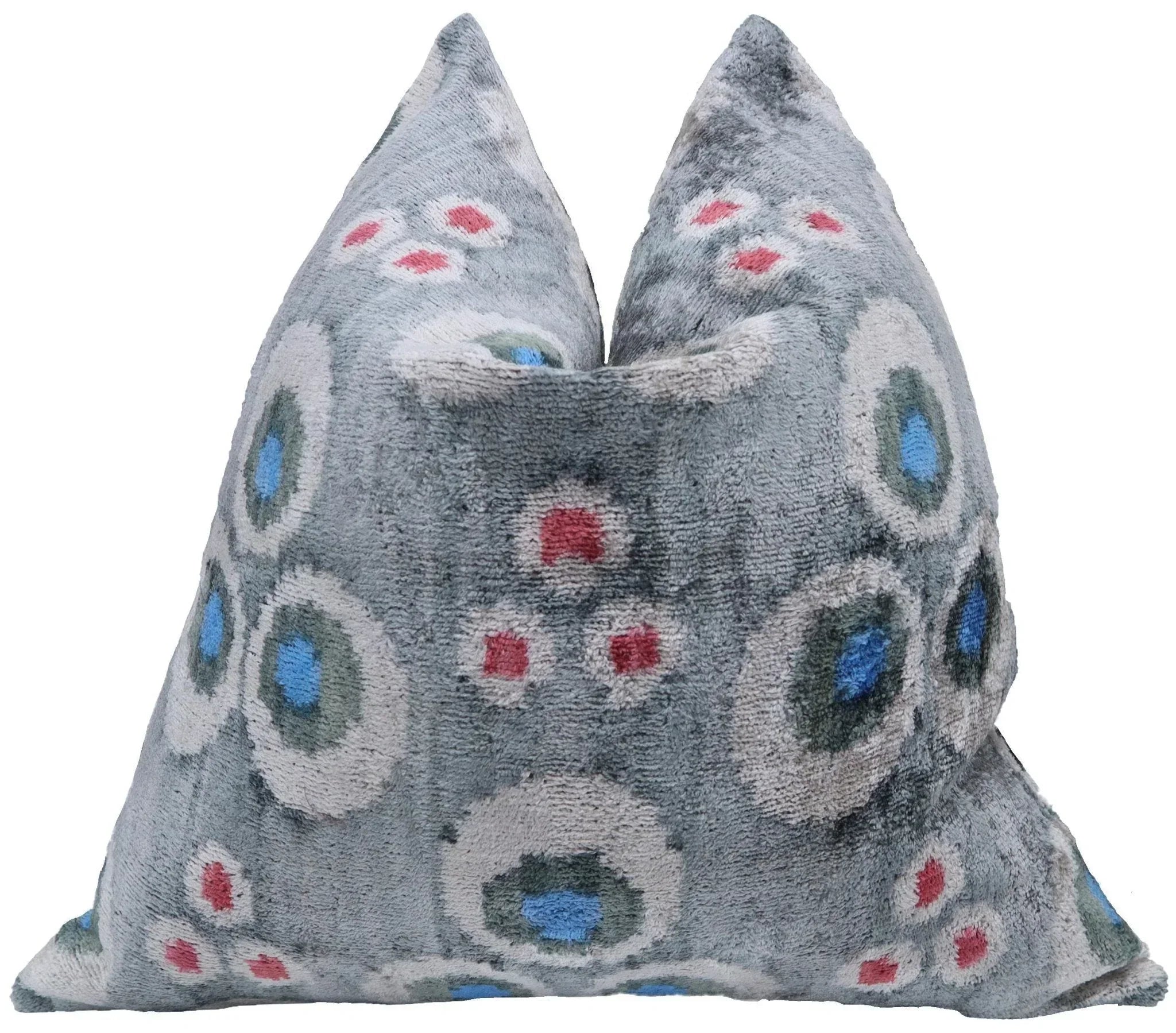 Canvello Handmade Gray Velvet Throw Pillow - 20x20, back view - House Of Avana