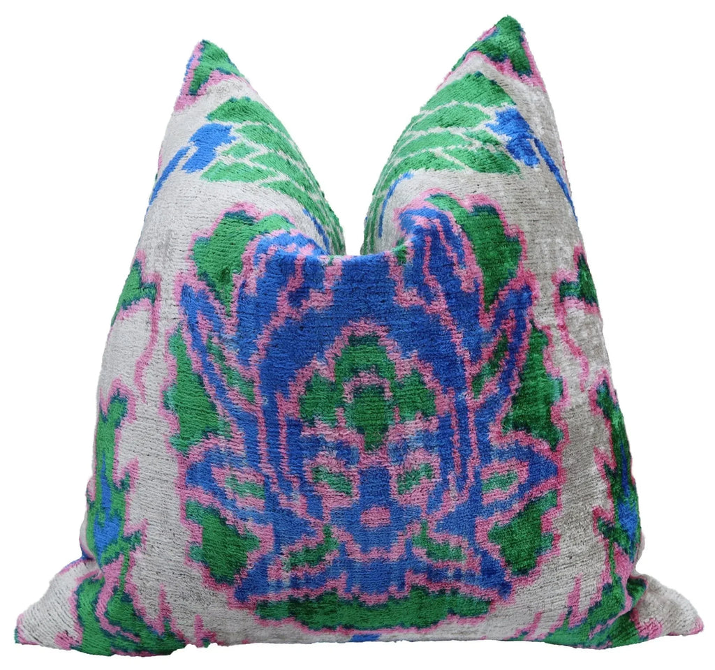 Canvello Handmade Green Blue Velvet Throw Pillow - 20x20 Canvello
