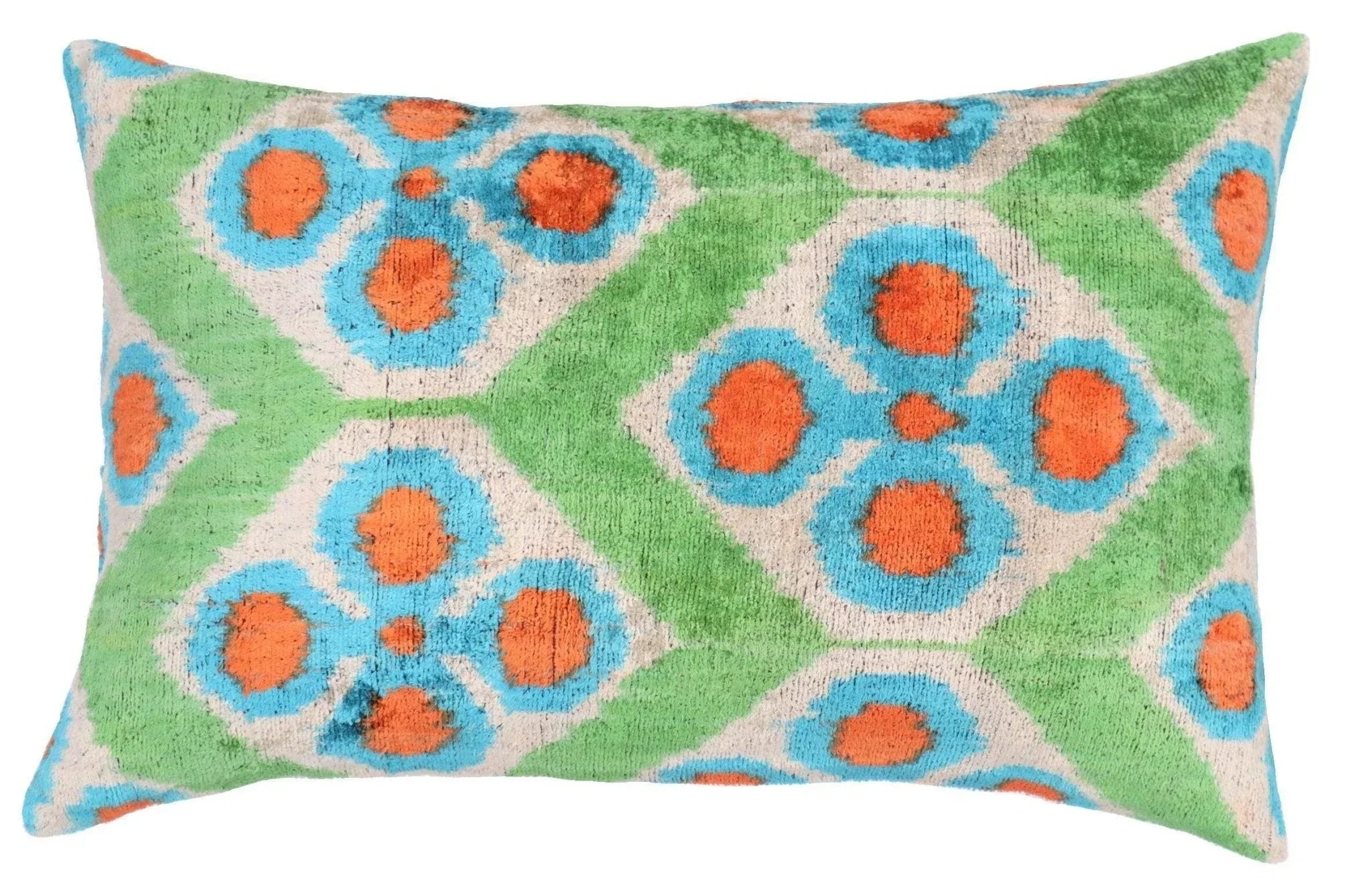 Canvello Handmade Green Orange Velvet Throw Pillows - 16x24 in Canvello