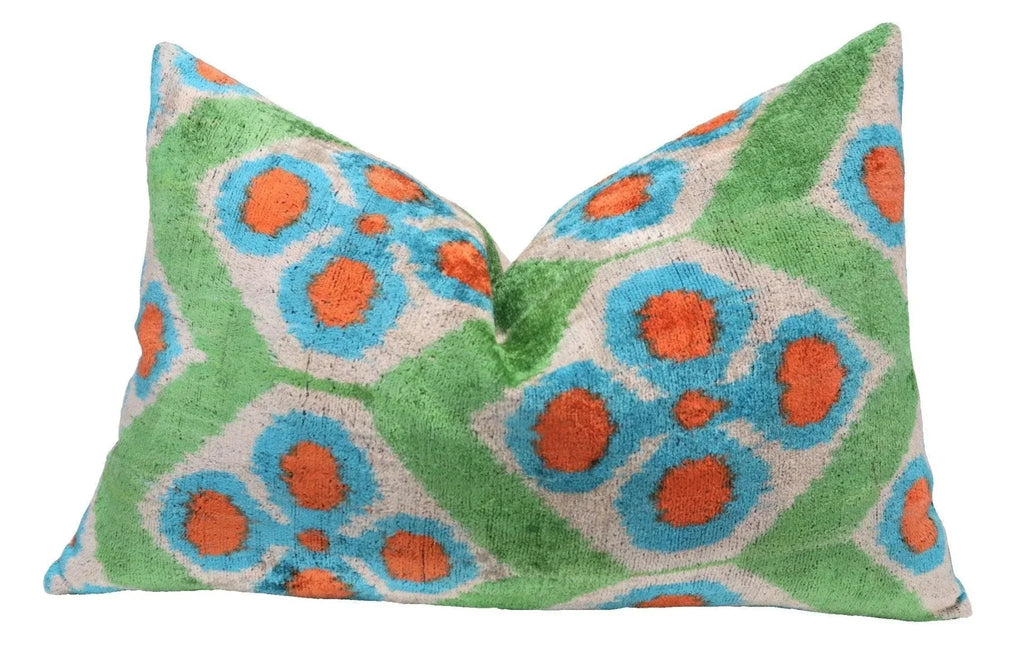 Canvello Handmade Green Orange Velvet Throw Pillows - 16x24 in Canvello